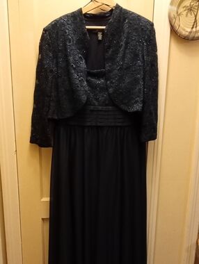 R&M Richards Navy Black Evening Dress